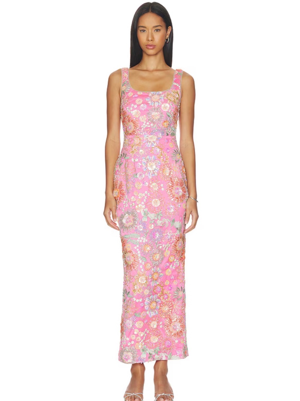 Elliatt Pink Floral Sequin Maxi Dress